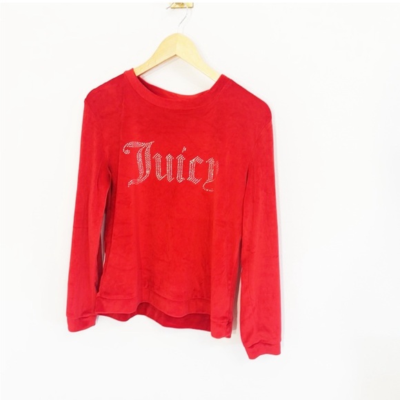 JUICY COUTURE New Red Velvet Lounging Set With Bling Logo NWOT Size Medium - Picture 3 of 6